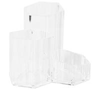 Beaupretty Acrylic Makeup Canister with Dustproof Flip Lid and White Pearl Filler Cosmetic Storage Bucket for Desktop Organization of Lipstick Brushes Jewelry and Swabs Space-saving Makeup