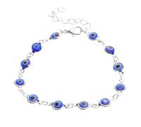 Beaupretty Adjustable Blue Evil Eye Bracelet for Women Dainty Turkish Amulet Anklet Handmade Jewelry for Luck and Protection Stylish Eye Catching Design Versatile Fashion Accessory
