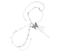 Beaupretty Adjustable Multi-layer Rhinestone Butterfly Waist Chain for Women Elegant Faux Pearl Body Jewelry Belt Stylish Belly Chain for Summer Beach and Dress Accessories