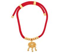 Beaupretty Adjustable Red Nylon Pet Collar with Gold Longevity Lock Charm, Fade Resistant Festive Necklace for Small Dogs and Cats, for Festive Occasions