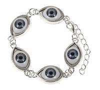 Beaupretty Adjustable Vintage Chain Bracelet with Blue Evil Eye Charm, Punk Angel Devil Style, Dainty Women’s Link Bracelet, Antique Silver Finish, Trendy Jewelry Accessory for Daily Wear