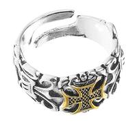 Beaupretty Adjustable Vintage Zinc Alloy Cross Ring for Men Retro Open Band Finger Jewelry Sturdy Gothic Style Suitable for Parties Weddings Casual and Formal Wear