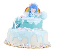 Beaupretty Artificial Cake Model Double-layer 6-inch Faux Dessert Prop for Boys and Girls Photo Studio Pretend Play Birthday Decoration Unicorn Theme