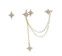 Beaupretty Asymmetric Star Tassel Earrings for Women Long Statement Ear Jewelry in Golden Lightweight Hypoallergenic Design for Parties and Special Occasions
