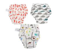 Beaupretty Baby Training Pants Washable Breathable 4-Layer Gauze Diapers for Newborns Infant Learning Pants Soft Baby Diaper 3pcs Size s Grey Whale Animal Carrot Pattern