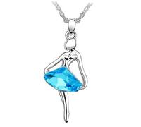 Beaupretty Ballet Dancer Alloy Pendant Necklace for Women Unique Blue Fashion Jewelry Chain Durable Alloy Material Eye Catching