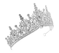 Beaupretty Baroque Bridal Tiara Crown Silver Rhinestone Wedding Headpiece for Bride Princess Party Hair Accessory Prom Pageant Celebration