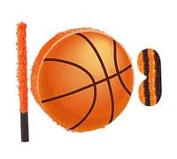 Beaupretty Basketball Pinata for Birthday Party Sports Theme with Stick Blindfold and Hanging Loop Bright Crepe Paper Design Cardboard Construction Convenient Filling Complete Fun Game for