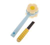Beaupretty Bath Scrubber Brush with Long Handle Double Sided Exfoliating Back Brush Soft Bristles Foot File for Deep Cleaning Suitable for Shower Bath Use Durable Gentle Skin