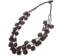Beaupretty Beaded Coconut Shell Necklace Chunky Layered Wood Bohemian Style for Women Casual Outfit