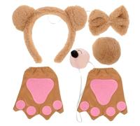Beaupretty Bear Headband Costume Accessories Bear Ears Headband Bowtie Tail Gloves Fake Nose Kit Dress up Costumes for Festival Hair Accessories