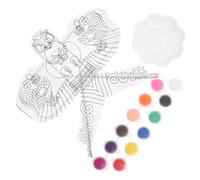 Beaupretty Beginner Kite Making Kit White DIY Painting Set with Chicken Pattern Color Paint Palette Easy to Assemble Outdoor Decorating Craft for Parties Picnics and Group Activities