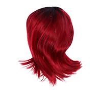 Beaupretty Black to Red Gradient Short Wig Realistic Synthetic Hair for Daily Wear Cosplay Costume Accessories Easy Maintenance Vibrant Color for Parties