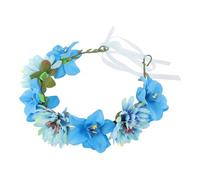Beaupretty Bohemia Floral Wreath Headband Blue Butterfly Flower Crown Headdress for Wedding Seaside Party Photography Accessory