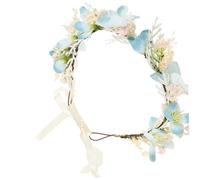 Beaupretty Bohemian Floral Wedding Headpiece Adjustable Ribbon Bridal Flower Girl Wreath Headband with Realistic Artificial Blooms for Vintage Engagements and Parties