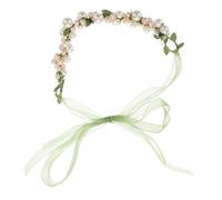 Beaupretty Boho Bridal Headband with Faux Pearls and Green Leaf Crown Nature Inspired Hair Accessories for Lightweight and Comfortable Wedding Hair Garland for Parties and Outdoor Events