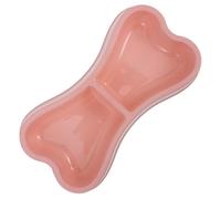 Beaupretty Bone-shaped Pet Feeding Bowl for Dogs and Cats, Dual-compartment Candy Color Plastic Dog Food and Water Dish, Sturdy Puppy Feeding Holder for Home Use, Random Color