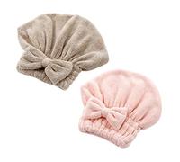 Beaupretty Bowknot Micorfiber Hair Drying Towels Absorbent Twist Turban Fast Drying Hari Cap for Wome,2pcs(Random Color),