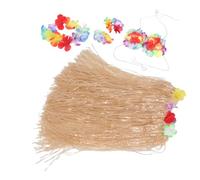 Beaupretty Boy Girl's Hula Dance Grass Skirt and Top for Hawaiian Themed Party Dance Events Boys and Girls Straw Skirt Costume for Tropical Festivals
