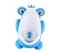Beaupretty Boys Frog Urinal Wall Mounted Potty Trainer with Rotating Water Wheel Cartoon Design for Engaging Toilet Training and Independent Use Blue Bathroom Urinal