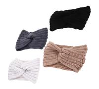 Beaupretty Braid Headband 4pcs Knitted Cross Splice Hair Bands Earmuff Function Winter Hair Accessories for Women Girls (Black Beige Light Tan Charcoal) Ladies Headbands