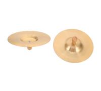 Beaupretty Brass Finger Cymbals for Mini Handheld Percussion Instruments with Wood Knob Copper Belly Dancing Props for Music Education Rhythm Training Dance Parties and Group Play