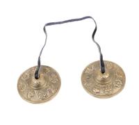 Beaupretty Brass Yoga Cymbal Bell Meditation Chime Eight Auspicious Symbols and Storage Bag, Handcrafted Cymbals Bells for Mindfulness and Religious Ceremony