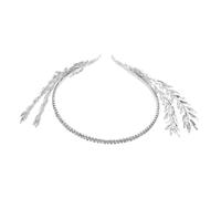 Beaupretty Bridal Diamond Headband for Women Wedding Hair Jewelry Crown Leaf Design Silver Rhinestone Hair Band Boho Style Headdress for Bride Bridal Shower