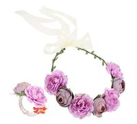 Beaupretty Bridal Flower Headband and Corsage Wristband Set for Weddings Floral Wedding Headdress with Jewelled Headband and Flower Girl Headpiece Elegant for Bridesmaids and Guests