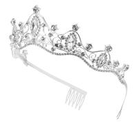 Beaupretty Bridal Tiara Crown Headband for Wedding Pageant Hen Party Silver Rhinestone Headpiece