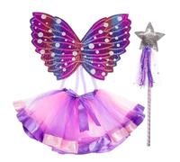 Beaupretty Butterfly Wings Costume for Adjustable Fairy Tutu Skirt and Stick Soft Fabric Dress Up Clothes for Parties Role Playing Dancing and Halloween