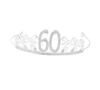 Beaupretty Cake Tiara Crown Silver Rhinestone Alloy 60th Birthday Cake Topper Wedding Decoration Crystal Decor Princess Home Decor Accessories