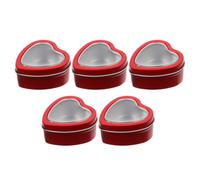 Beaupretty Candy Tins for Valentine's Day Heart Shaped 5pcs Reusable with Lids Tinplate Boxes with Window for Candies Small Trinkets Party Favour Gifts