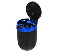 Beaupretty Car Ashtray with Lid Multi-functional Small Trash Can Night Light Portable Car Interior Accessories Windproof Smokeless Blue Design for Men
