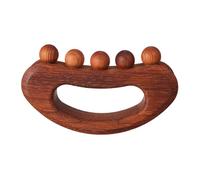 Beaupretty Carbonized Beech Wood Gua Sha Massage Scraper with Semi-Circle Five Beads and Pulse Push - Deep Tissue Wooden Guasha Tool for Body and Foot Therapy at Home