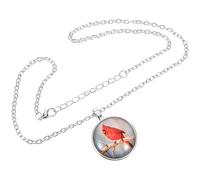 Beaupretty Cardinal Bird Necklace for Women Retro Crystal Glass Pendant Vintage Sweater Chain Charm Jewelry