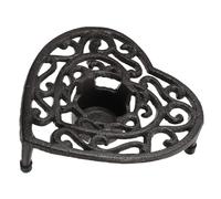 Beaupretty Cast Iron Teapot Warmer Tripod Rack with Excellent Heat Retention, Heart Shaped Small Burner for Tea, Coffee and Milk, Rustic and Elegant Dish Warmer for Home Or Hotel Use