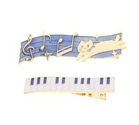 Beaupretty Cat and Music Note Metal Hair Clips with Piano Key Elements for Girls 2pcs Set Suitable for Daily and Party Use