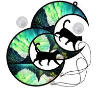 Beaupretty Cat Moon Wall Art Cups 2pcs Not Easy to Deform Or Break Acrylic Hanging Ornaments Cups Unique Cat Moon Shaped Decoration for Home Window and Garden