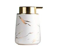 Beaupretty Ceramic Empty Pump Bottle Marble Shampoo Lotion Hand Soap Dispensers Refillable Container for Home Hotel SPA 400ml (White)