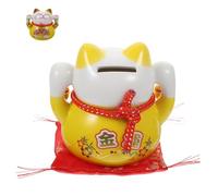 Beaupretty Ceramic Fortune Cat Piggy Bank Money Pot Decorative Desktop Coin Bank for Cat Lovers Birthday Gift Easy to Clean and Sturdy Design