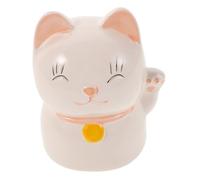 Beaupretty Ceramic Lucky Cat Coin Bank Handpainted Mini Piggy Bank Porcelain Prosperity Money Jar with Waving Gesture Savings Box and Decorative Home Desk Figurine