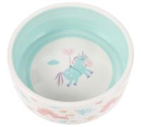 Beaupretty Ceramic Pet Food Bowl with Alpaca Print, Blue Medium-sized Raised Dog and Cat Feeder, Non-slip Drinking Dish for Home and Travel