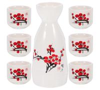 Beaupretty Ceramic Sake Kettle and Ceramic Sake Cups Japanese Style Delicate Smooth Surface Wear-Resistant Tea House Hotel Serving Props Random Style
