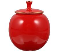 Beaupretty Ceramic Sugar Jar Tea Leaf Storage Jar Elegant Shape Red High-end Ceramic Material Safe Multi-functional Desktop Decoration Container