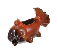 Beaupretty Ceramic Tabletop Fountain with Fish Figurine Spout Traditional Bonsai Water Feature for Freshwater Tropical Fish Bowls Natural Flow Filtration Aquarium Decor Artistic Koi Sculpture
