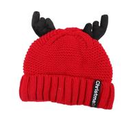 Beaupretty Christmas Antler Knitted Woolen Yarn Hat Warm Winter Crochet Beanie for Holiday Parties and Festive Outfits Cozy Christmas Hair Accessory Unisex Gift