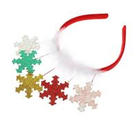 Beaupretty Christmas Headband for Adults Multi-color Felt Reindeer Antler Hair Hoop Xmas Party Accessory with Snowflake White Fur Festive Holiday Decoration