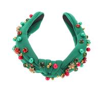 Beaupretty Christmas Pearl Knotted Headband for Women Festive Rhinestone Hairband Stylish Holiday Accessory for Parties Daily Wear High Crown Design for Elegant Looks