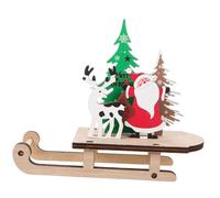 Beaupretty Christmas Sleigh Wooden Sled Ornament with Snowman Decor Festive Tabletop Centerpiece for Home and Office Holiday Decoration